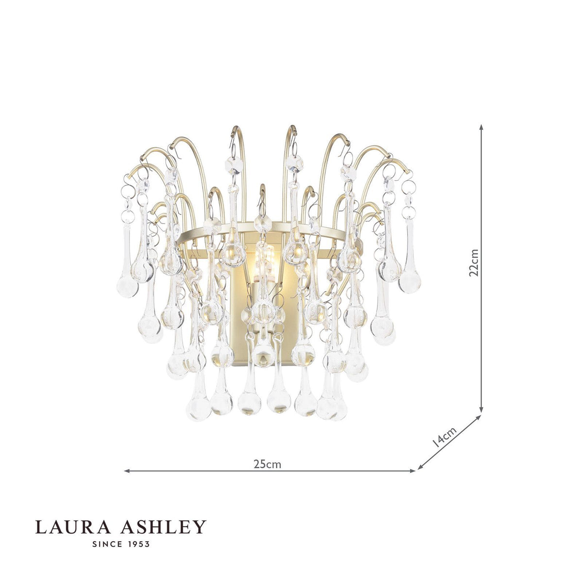 Laura Ashley Willow Wall Light Satin Champagne and Crystal