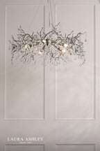 Laura Ashley Willow 5 Light Pendant Satin Pewter and Crystal