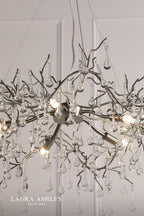 Laura Ashley Willow 5 Light Pendant Satin Pewter and Crystal