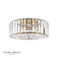 Laura Ashley Fernhurst Large 3 Light Flush Crystal and Antique Brass