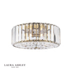 Laura Ashley Fernhurst Large 3 Light Flush Crystal and Antique Brass