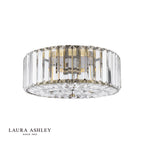 Laura Ashley Fernhurst Large 3 Light Flush Crystal and Antique Brass