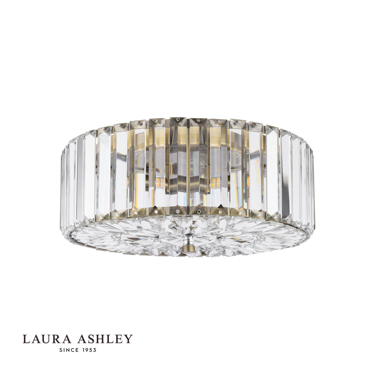 Laura Ashley Fernhurst Large 3 Light Flush Crystal and Antique Brass