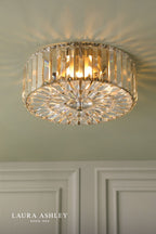 Laura Ashley Fernhurst Large 3 Light Flush Crystal and Antique Brass