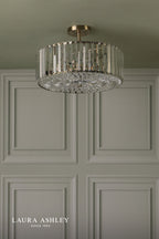 Laura Ashley Fernhurst 4 Light Semi-Flush Crystal and Antique Brass