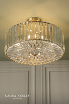 Laura Ashley Fernhurst 4 Light Semi-Flush Crystal and Antique Brass