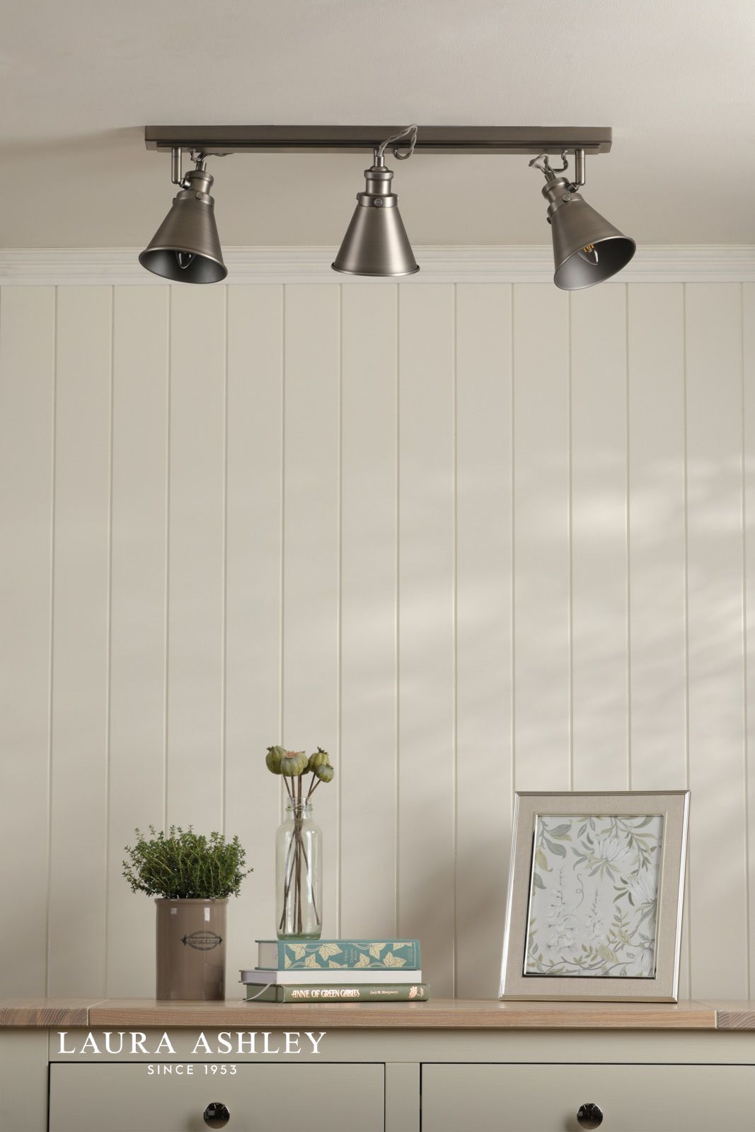 Laura Ashley Rufus 3 Light Bar Spotlight Industrial Nickel