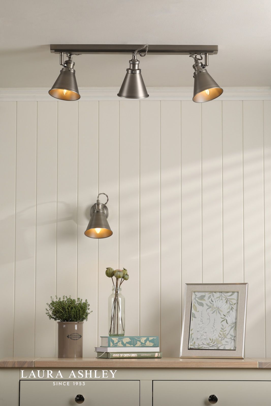 Laura Ashley Rufus 3 Light Bar Spotlight Industrial Nickel