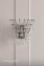 Laura Ashley Willow Wall Light Satin Pewter and Crystal