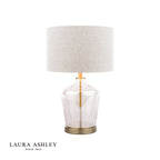 Laura Ashley Ockley Touch Table Lamp Antique Brass and Champagne Glass With Shade