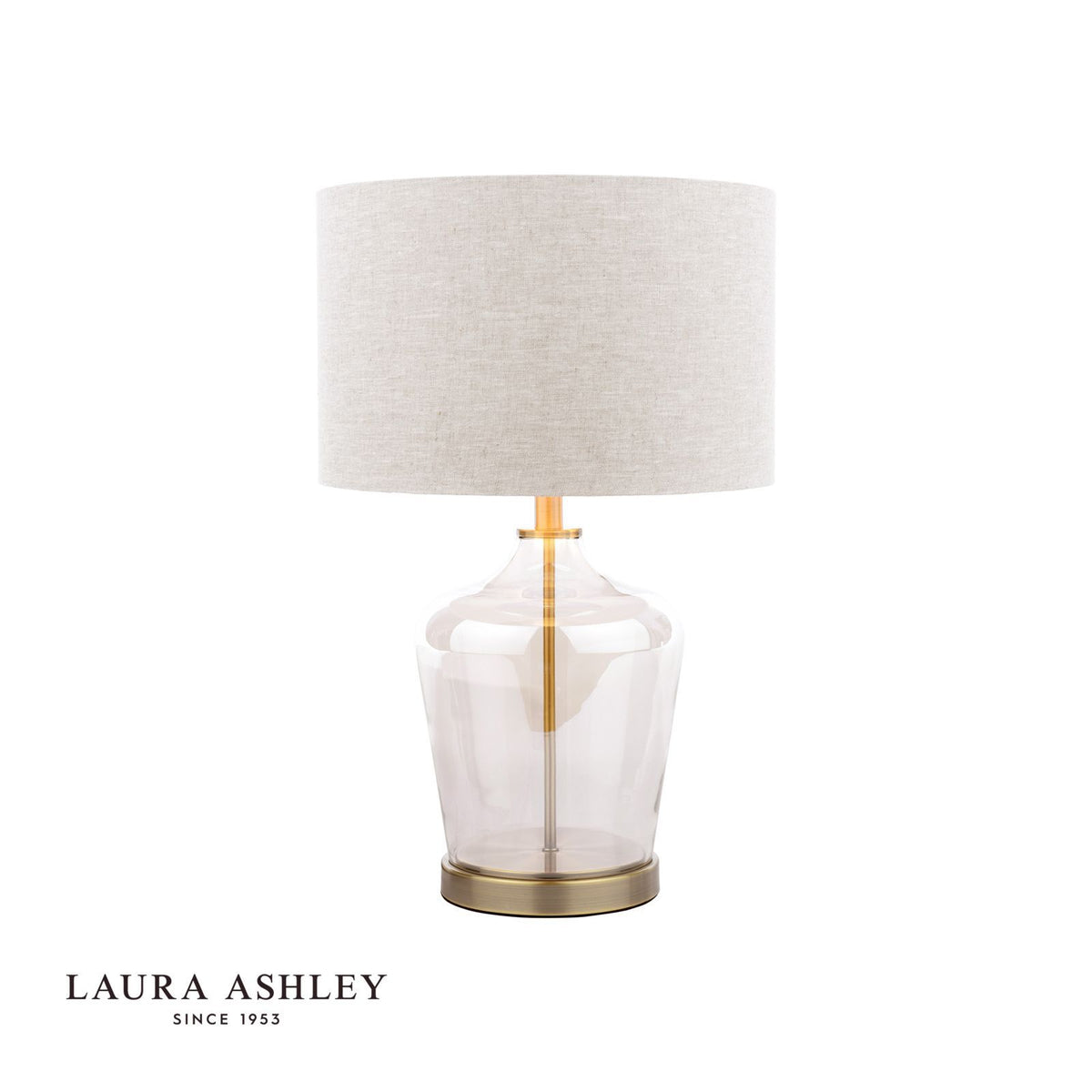Laura Ashley Ockley Touch Table Lamp Antique Brass and Champagne Glass With Shade