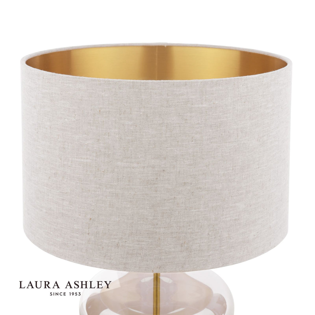 Laura Ashley Ockley Touch Table Lamp Antique Brass and Champagne Glass With Shade