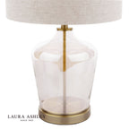 Laura Ashley Ockley Touch Table Lamp Antique Brass and Champagne Glass With Shade