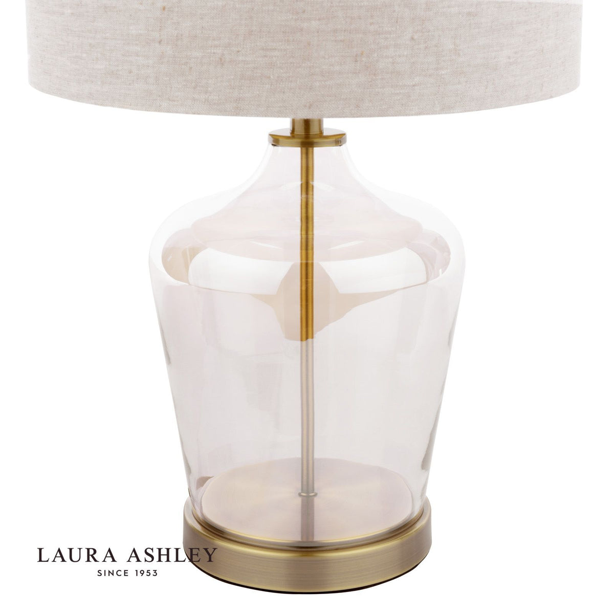 Laura Ashley Ockley Touch Table Lamp Antique Brass and Champagne Glass With Shade