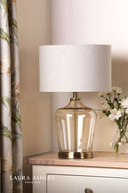 Laura Ashley Ockley Touch Table Lamp Antique Brass and Champagne Glass With Shade