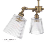 Laura Ashley Callaghan 3 Light Semi-Flush Matt Antique Brass and Ribbed Glass