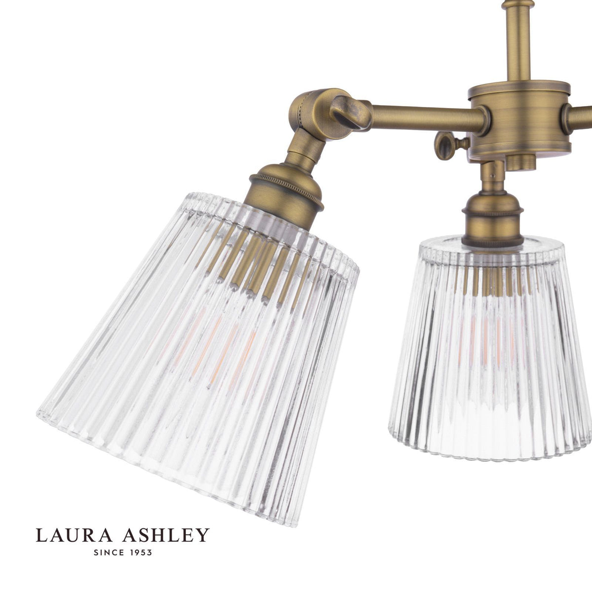 Laura Ashley Callaghan 3 Light Semi-Flush Matt Antique Brass and Ribbed Glass