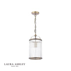 Laura Ashley Sutton Pendant Matt Antique Brass and Ribbed Glass