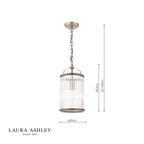 Laura Ashley Sutton Pendant Matt Antique Brass and Ribbed Glass