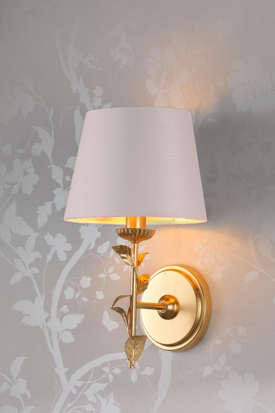 Laura Ashley Halton Wall Light Distressed Gold Leaf With Shade