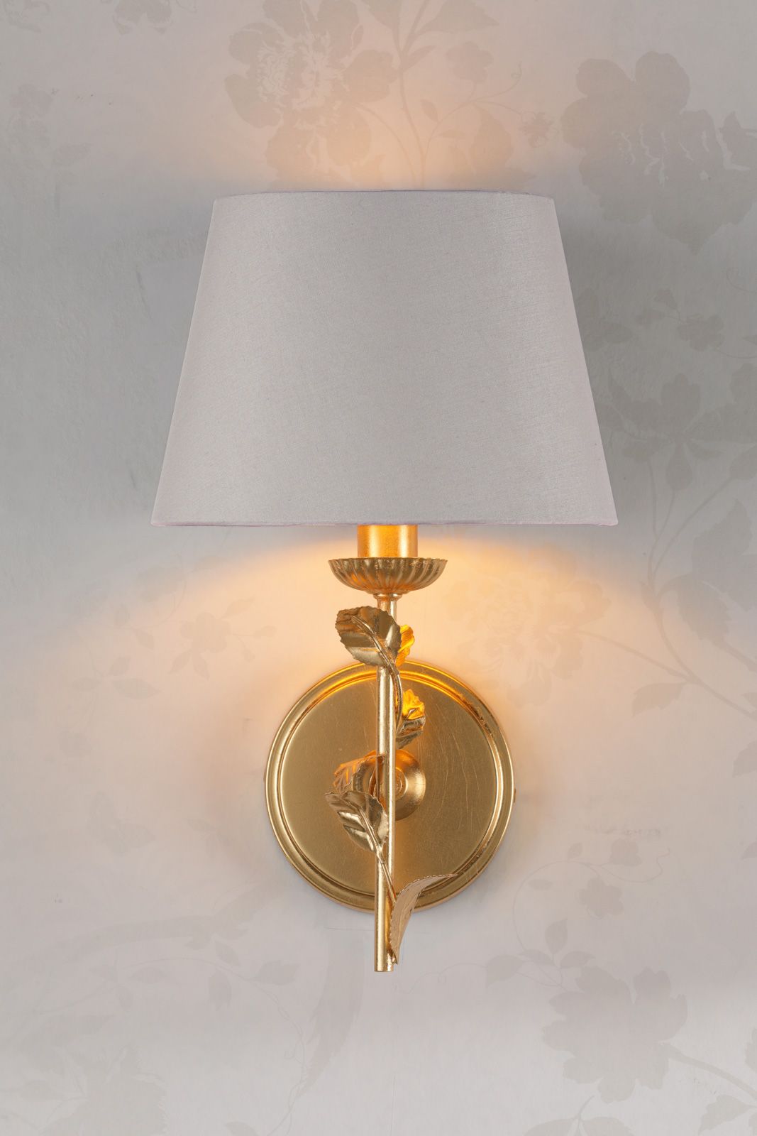 Laura Ashley Halton Wall Light Distressed Gold Leaf With Shade