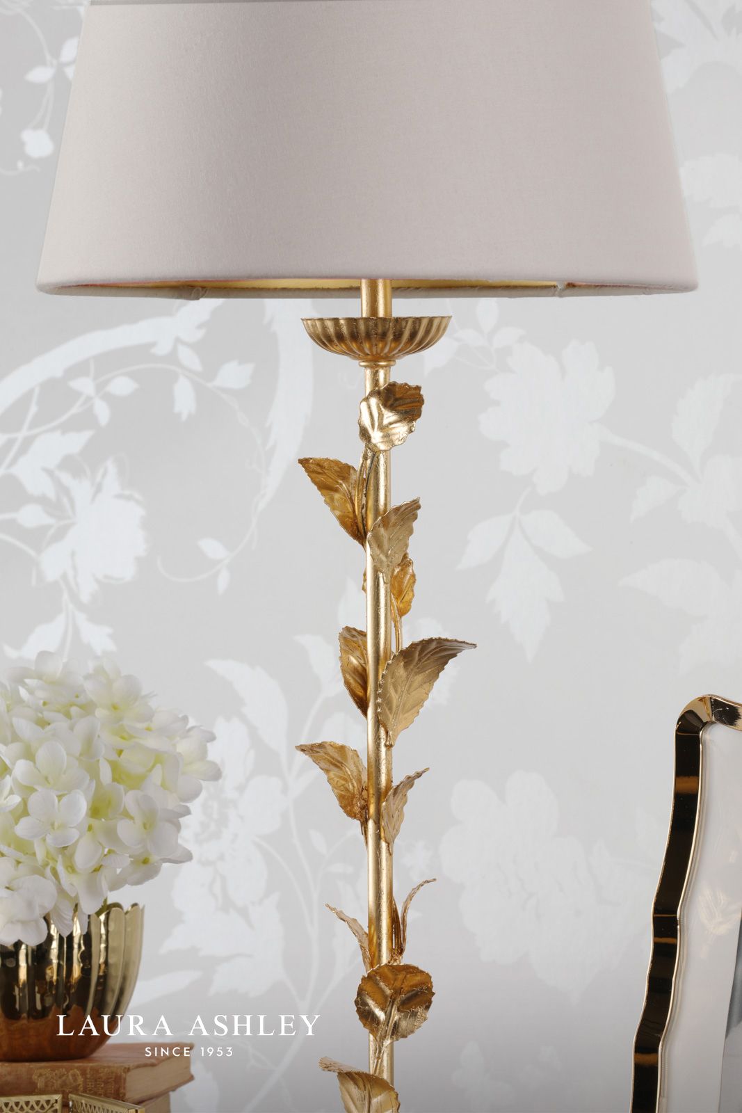 Laura Ashley Halton Table Lamp Distressed Gold Leaf With Shade