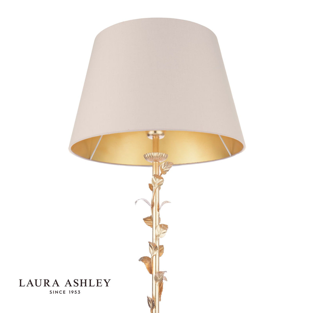 Laura Ashley Halton Floor Lamp Distressed Gold Leaf With Shade