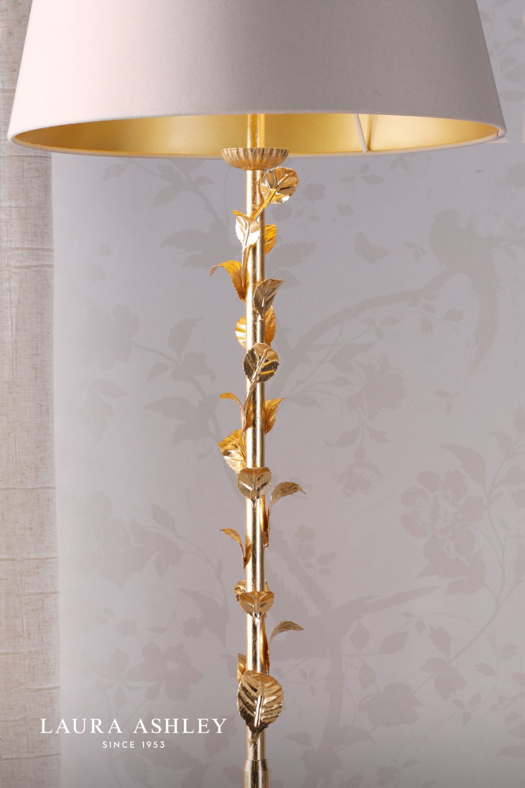 Laura Ashley Halton Floor Lamp Distressed Gold Leaf With Shade
