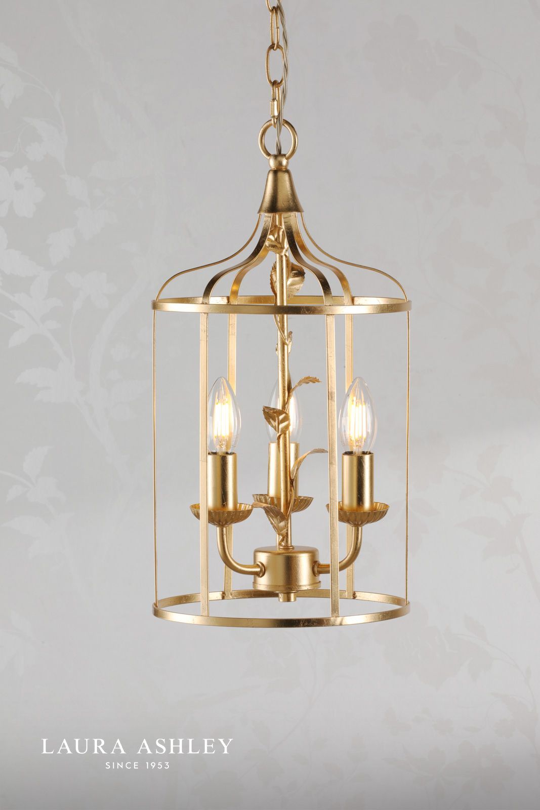 Laura Ashley Halton 3 Light Pendant Distressed Gold Leaf