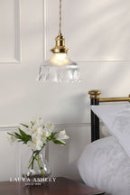 Laura Ashley Theodore Pendant Antique Brass and Ribbed Glass