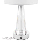 Laura Ashley Blake Rechargeable Table Lamp Polished Chrome and Crystal With Shade LED