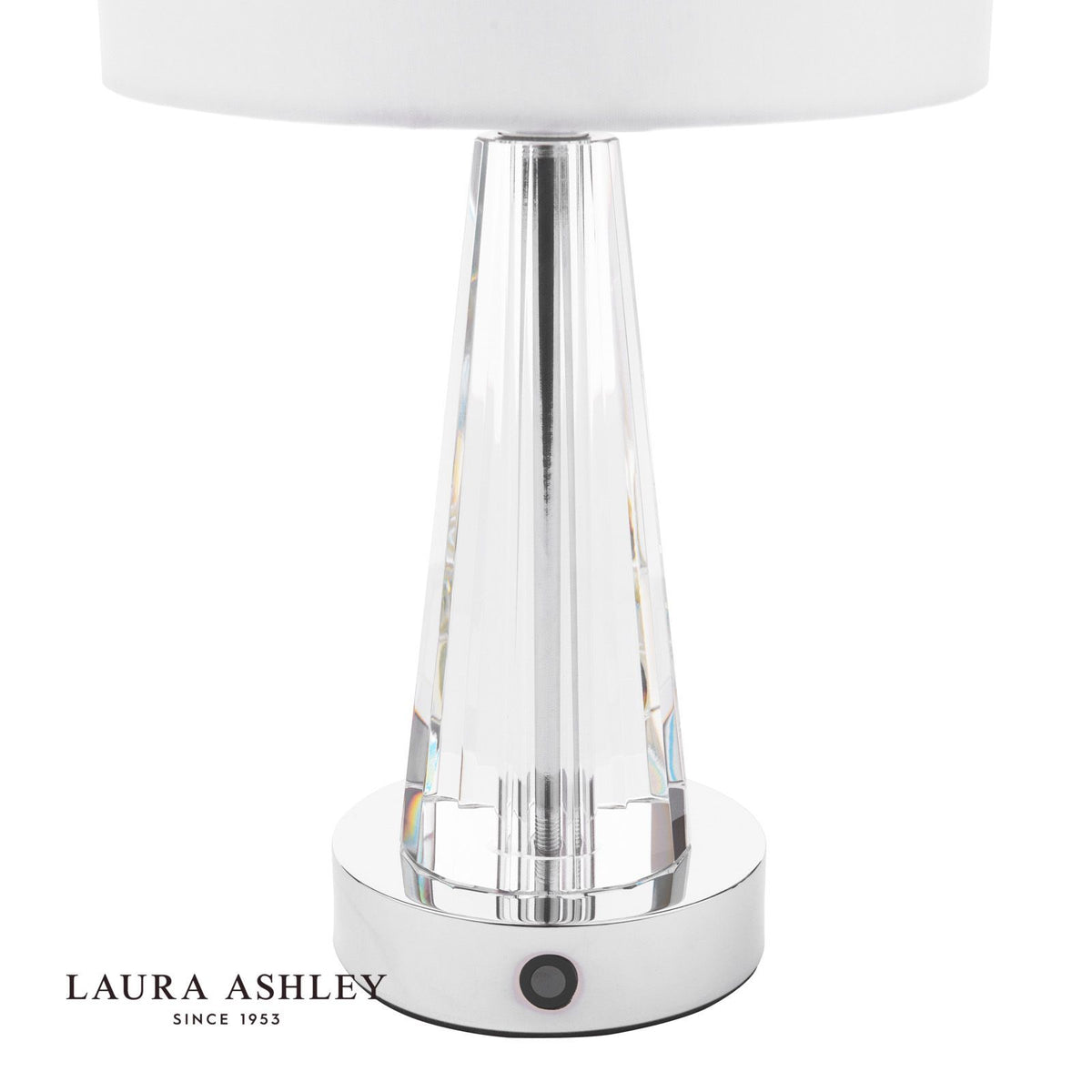 Laura Ashley Blake Rechargeable Table Lamp Polished Chrome and Crystal With Shade LED