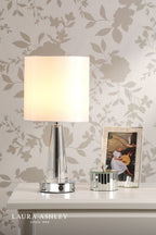 Laura Ashley Blake Rechargeable Table Lamp Polished Chrome and Crystal With Shade LED