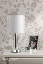Laura Ashley Blake Rechargeable Table Lamp Polished Chrome and Crystal With Shade LED