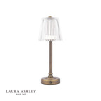 Laura Ashley Callaghan Rechargeable Table Lamp Matt Antique Brass and Ribbed Glass LED