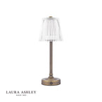 Laura Ashley Callaghan Rechargeable Table Lamp Matt Antique Brass and Ribbed Glass LED