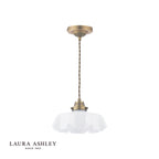 Laura Ashley Banham Pendant Matt Antique Brass and White Glass
