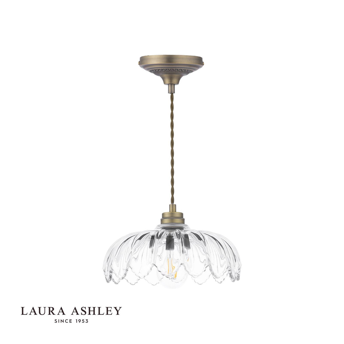 Laura Ashley Bexwell Pendant Matt Antique Brass and Glass