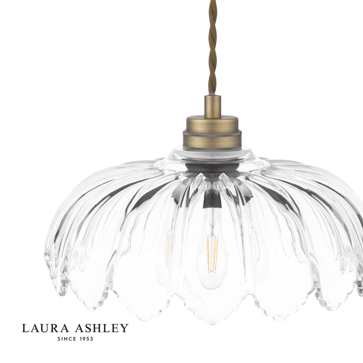 Laura Ashley Bexwell Pendant Matt Antique Brass and Glass