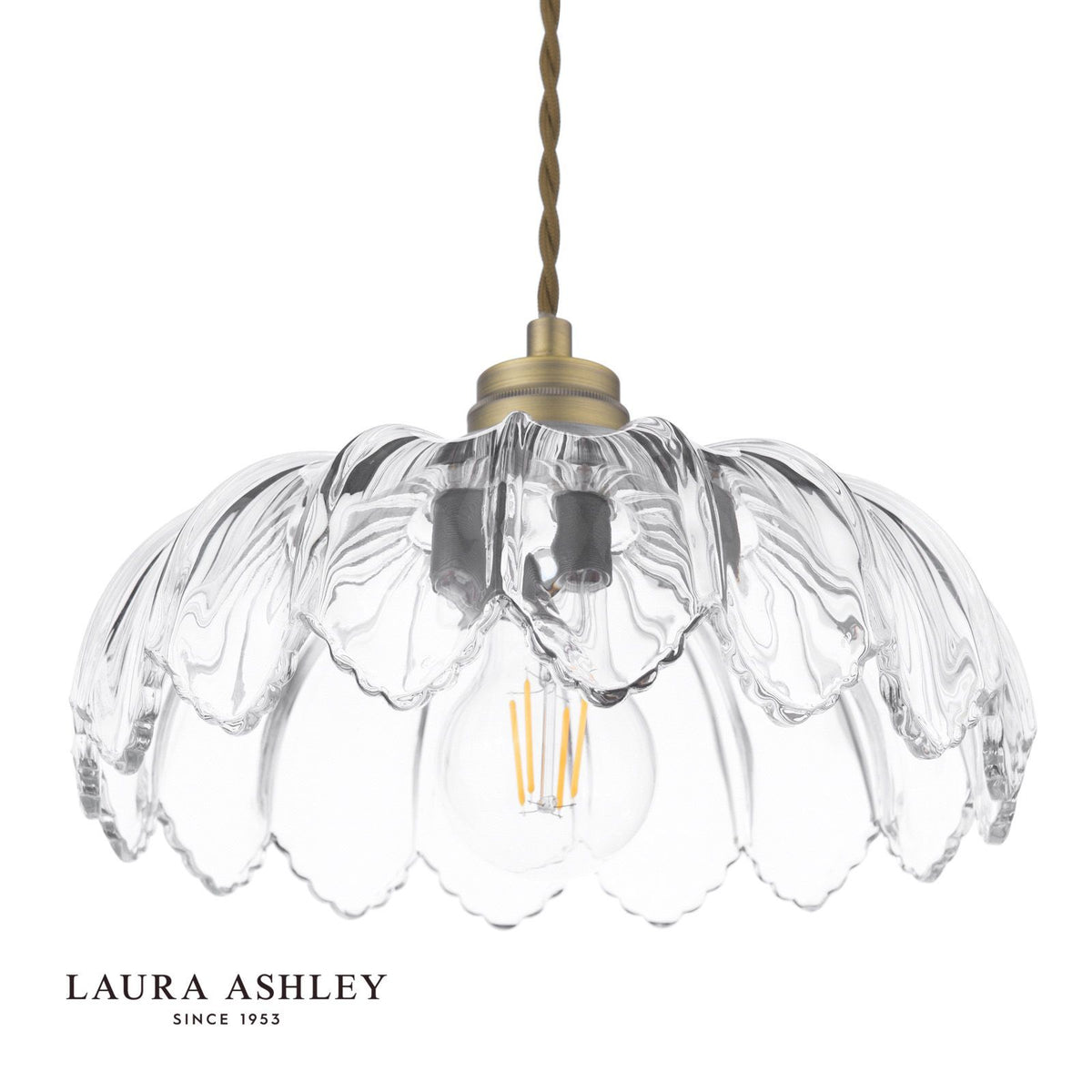 Laura Ashley Bexwell Pendant Matt Antique Brass and Glass