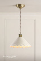 Laura Ashley Daws Pendant White Ceramic and Antique Brass
