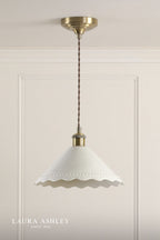 Laura Ashley Daws Pendant White Ceramic and Antique Brass