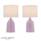 Laura Ashley Penny Table Lamp Purple Ceramic and Polished Chrome With Shade (Twin Pack)