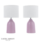 Laura Ashley Penny Table Lamp Purple Ceramic and Polished Chrome With Shade (Twin Pack)