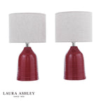 Laura Ashley Penny Table Lamp Red Ceramic and Polished Chrome With Shade (Twin Pack)