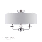 Laura Ashley Sorrento 3 Light Semi-Flush Polished Nickel With Silver Shade