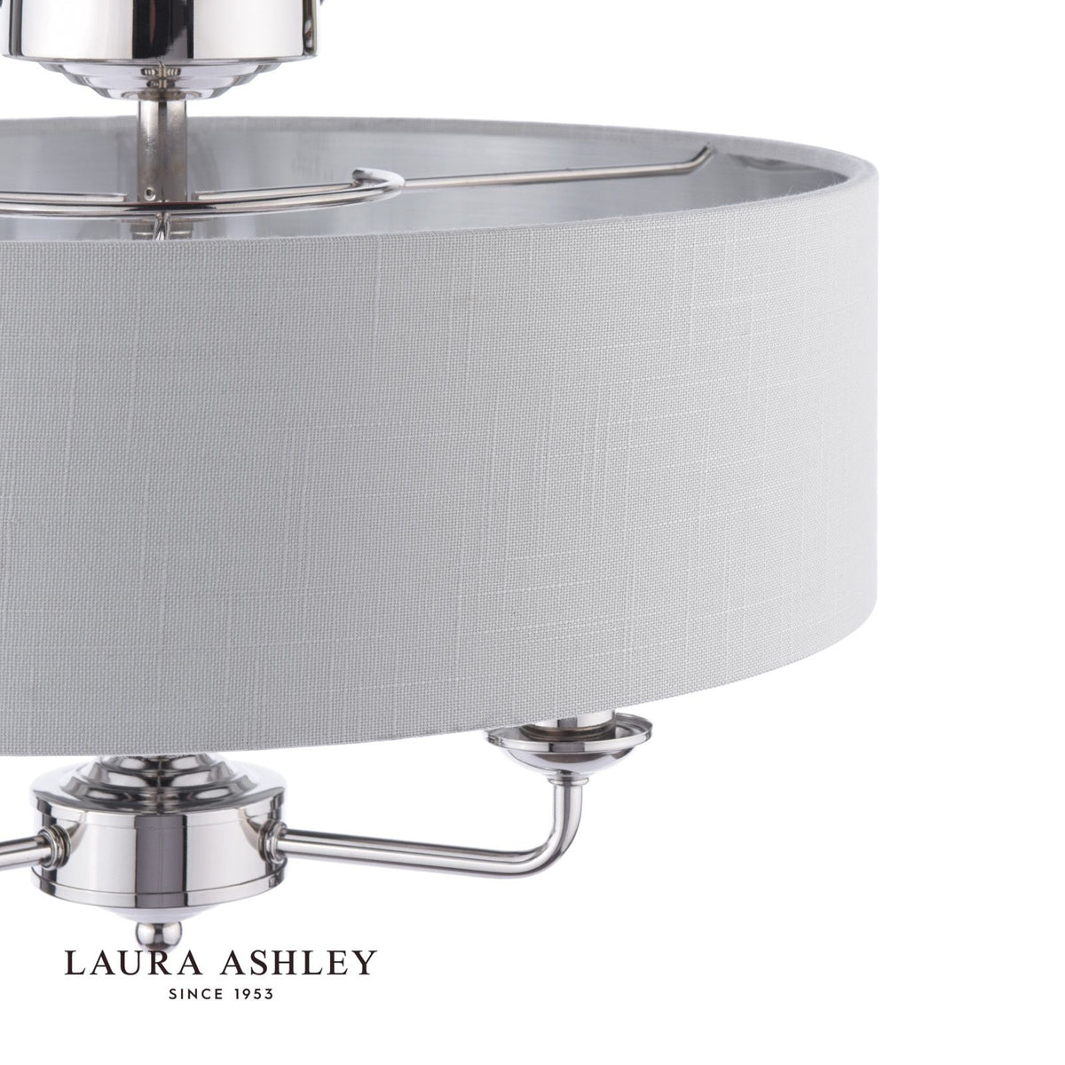 Laura Ashley Sorrento 3 Light Semi-Flush Polished Nickel With Charcoal Shade