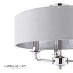 Laura Ashley Sorrento 3 Light Semi-Flush Polished Nickel With Charcoal Shade