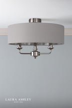 Laura Ashley Sorrento 3 Light Semi-Flush Polished Nickel With Silver Shade