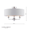 Laura Ashley Sorrento 3 Light Semi-Flush Polished Nickel With Charcoal Shade